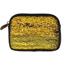 Yellow Waves Flow Series 2 Digital Camera Leather Case by DimitriosArt