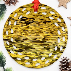 Yellow Waves Flow Series 2 Ornament (round Filigree) by DimitriosArt