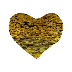 Yellow Waves Flow Series 2 Standard 16  Premium Heart Shape Cushions by DimitriosArt