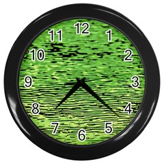 Green Waves Flow Series 2 Wall Clock (black) by DimitriosArt