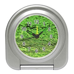 Green Waves Flow Series 2 Travel Alarm Clock by DimitriosArt