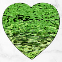 Green Waves Flow Series 2 Jigsaw Puzzle (heart) by DimitriosArt