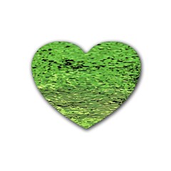 Green Waves Flow Series 2 Rubber Coaster (heart) by DimitriosArt