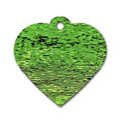 Green Waves Flow Series 2 Dog Tag Heart (two Sides) by DimitriosArt