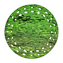 Green Waves Flow Series 2 Ornament (round Filigree) by DimitriosArt