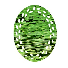 Green Waves Flow Series 2 Oval Filigree Ornament (two Sides) by DimitriosArt