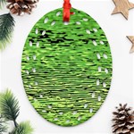 Green Waves Flow Series 2 Oval Filigree Ornament (Two Sides) Front