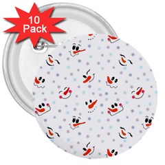 Cute Faces Of Snowmen 3  Buttons (10 Pack)  by SychEva