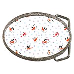 Cute Faces Of Snowmen Belt Buckles Front