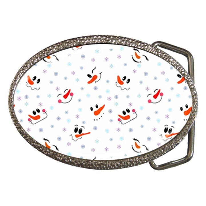 Cute Faces Of Snowmen Belt Buckles