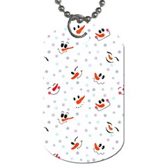 Cute Faces Of Snowmen Dog Tag (one Side) by SychEva