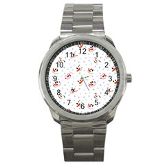 Cute Faces Of Snowmen Sport Metal Watch by SychEva