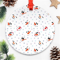 Cute Faces Of Snowmen Round Ornament (two Sides) by SychEva