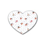 Cute Faces Of Snowmen Rubber Heart Coaster (4 pack) Front