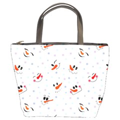 Cute Faces Of Snowmen Bucket Bag by SychEva