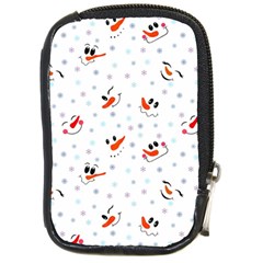 Cute Faces Of Snowmen Compact Camera Leather Case by SychEva