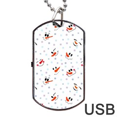 Cute Faces Of Snowmen Dog Tag Usb Flash (two Sides) by SychEva