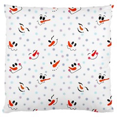 Cute Faces Of Snowmen Large Cushion Case (one Side) by SychEva