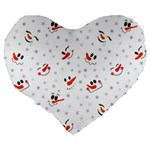 Cute Faces Of Snowmen Large 19  Premium Heart Shape Cushions Back