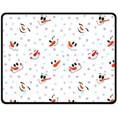 Cute Faces Of Snowmen Double Sided Fleece Blanket (medium)  by SychEva