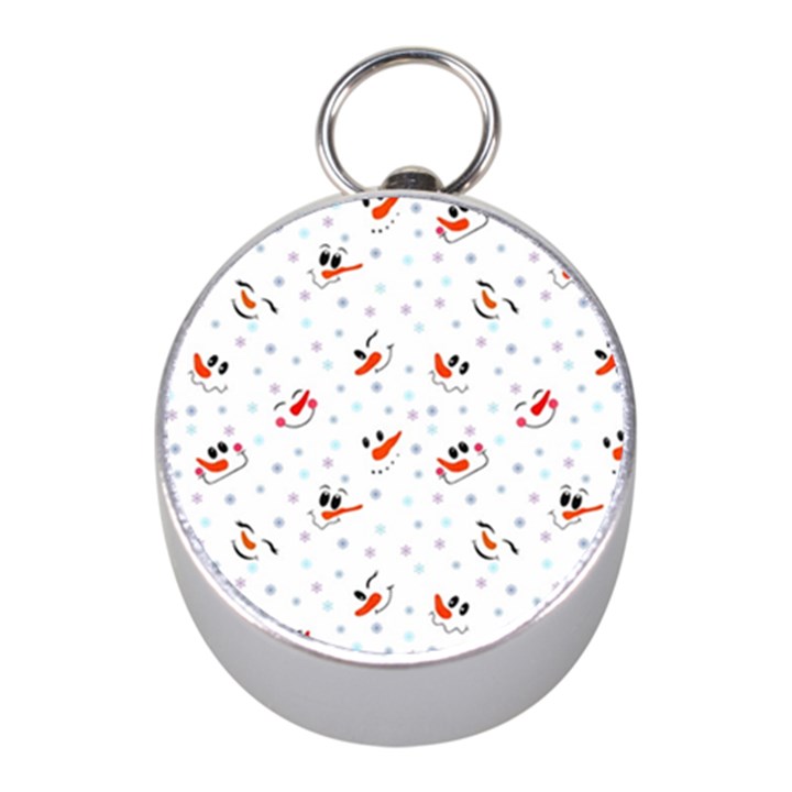 Cute Faces Of Snowmen Mini Silver Compasses