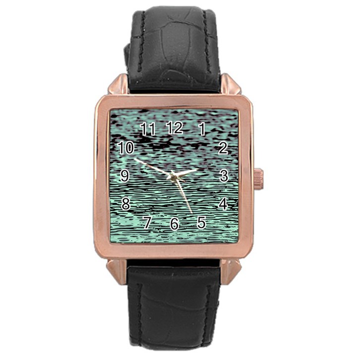 Blue Waves Flow Series 5 Rose Gold Leather Watch 