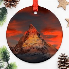 Switzerland-zermatt-mountains-snow Round Ornament (two Sides)