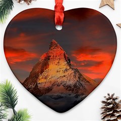 Switzerland-zermatt-mountains-snow Heart Ornament (two Sides)