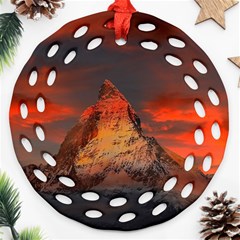 Switzerland-zermatt-mountains-snow Ornament (round Filigree)