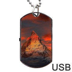 Switzerland-zermatt-mountains-snow Dog Tag Usb Flash (one Side)