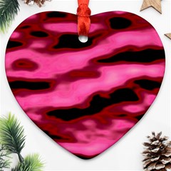 Pink  Waves Flow Series 3 Ornament (heart) by DimitriosArt