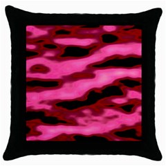 Pink  Waves Flow Series 3 Throw Pillow Case (black) by DimitriosArt