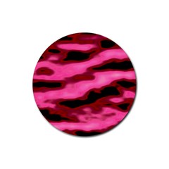 Pink  Waves Flow Series 3 Rubber Round Coaster (4 Pack) by DimitriosArt