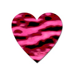 Pink  Waves Flow Series 3 Heart Magnet by DimitriosArt