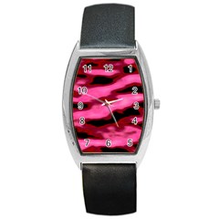 Pink  Waves Flow Series 3 Barrel Style Metal Watch by DimitriosArt