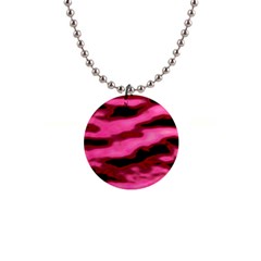 Pink  Waves Flow Series 3 1  Button Necklace by DimitriosArt