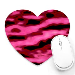 Pink  Waves Flow Series 3 Heart Mousepads by DimitriosArt