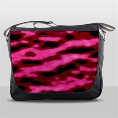 Pink  Waves Flow Series 3 Messenger Bag by DimitriosArt