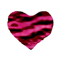 Pink  Waves Flow Series 3 Standard 16  Premium Heart Shape Cushions by DimitriosArt