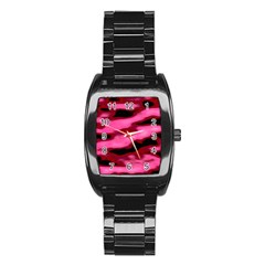 Pink  Waves Flow Series 3 Stainless Steel Barrel Watch by DimitriosArt