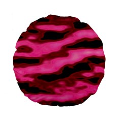 Pink  Waves Flow Series 3 Standard 15  Premium Flano Round Cushions by DimitriosArt