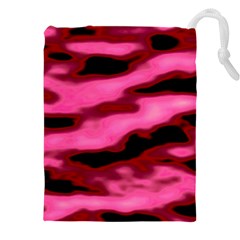 Pink  Waves Flow Series 3 Drawstring Pouch (4xl) by DimitriosArt