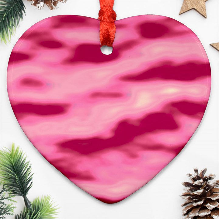 Pink  Waves Flow Series 4 Ornament (Heart)