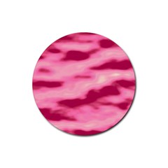 Pink  Waves Flow Series 4 Rubber Round Coaster (4 Pack) by DimitriosArt