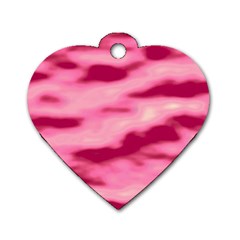 Pink  Waves Flow Series 4 Dog Tag Heart (one Side) by DimitriosArt