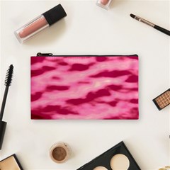 Pink  Waves Flow Series 4 Cosmetic Bag (small) by DimitriosArt