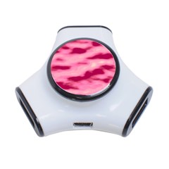 Pink  Waves Flow Series 4 3-port Usb Hub by DimitriosArt