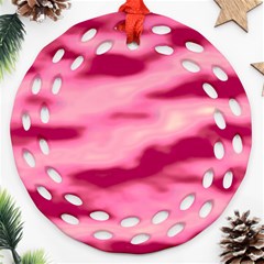 Pink  Waves Flow Series 4 Ornament (round Filigree) by DimitriosArt