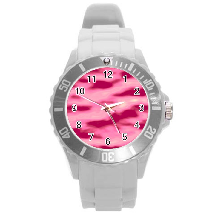 Pink  Waves Flow Series 4 Round Plastic Sport Watch (L)