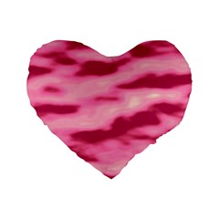 Pink  Waves Flow Series 4 Standard 16  Premium Heart Shape Cushions by DimitriosArt